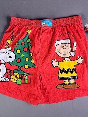 Peanuts Red Christmas Boxers with Charlie Brown & Snoopy